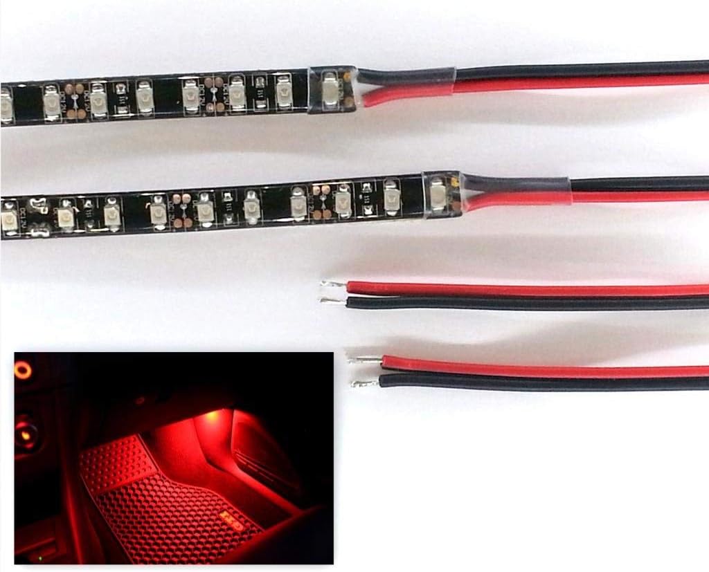 Red Led Footwell Lighting 2X50Cm Strips - 60 LED's Per Strip