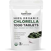 Organic Chlorella Tablets 1,000 Count | High Potency Superfood | Chlorophyll Pills from 100% Pure Green Algae | Broken Cell Wall for Max Absorption | Vegan, Kosher, Non-GMO | 4 Tabs per Day (1-Pack)