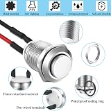 Gebildet 3 Pcs Prewired Waterproof Push Button Latching 12mm 2A 125V/250V AC view 4