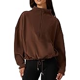QINSEN Women Half Zip Fleece Sweatshirt Mock Neck Long Sleeve Winter Cozy Sherpa Pullover Sweater Tops