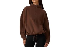 QINSEN Women Half Zip Fleece Sweatshirt Mock Neck Long Sleeve Winter Cozy Sherpa Pullover Sweater Tops