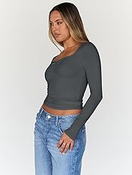 Trendy Queen Womens Long Sleeve Tops Crop Cute Top