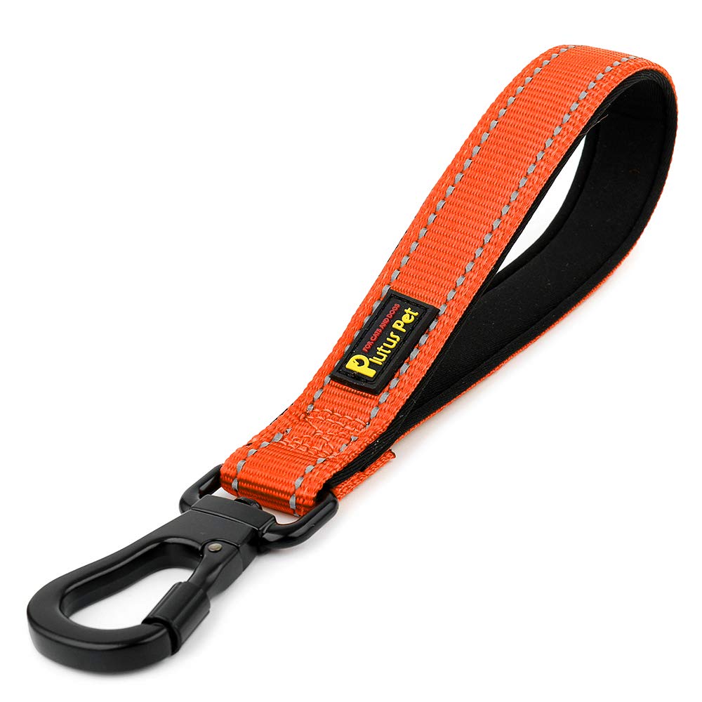 PLUTUS PET Strong Training Dog Lead with Rock Climing Carabiner Clip, Relective Nylon Dog leash Padded Handle, Training Lead for Large and Medium Dogs(25cm,Orange) โ image 1