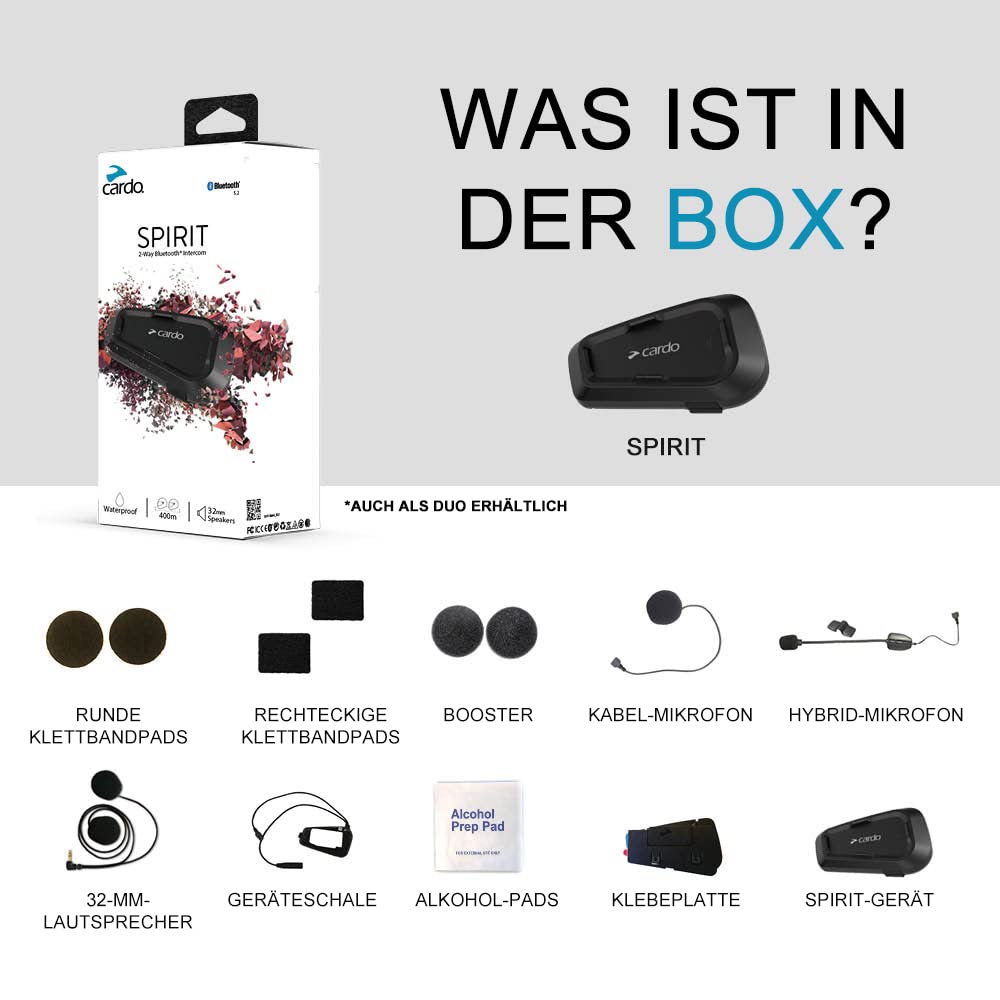 Cardo Motorrad-Gegensprechanlagen-Kit Bluetooth Spirit Duo Schwarz Zweierpackung 2