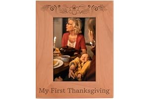 THISWEAR Baby Picture Frame My First Thanksgiving Baby Photo Frame Wood Engraved 4x6 Portrait Picture Frame