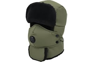 OUTRIP Winter Trapper Hat for Men & Women, Trooper Hunting Russian Fur Hat with Ear Flap & Mask Aviator Ushanka for Cold Weather
