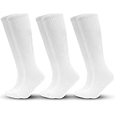 ZXOLDZX 3 Pairs Kids Soccer Socks Striped Knee High Tube Socks Football Uniform Sports Socks for Boys Girls 6-12 Years Old