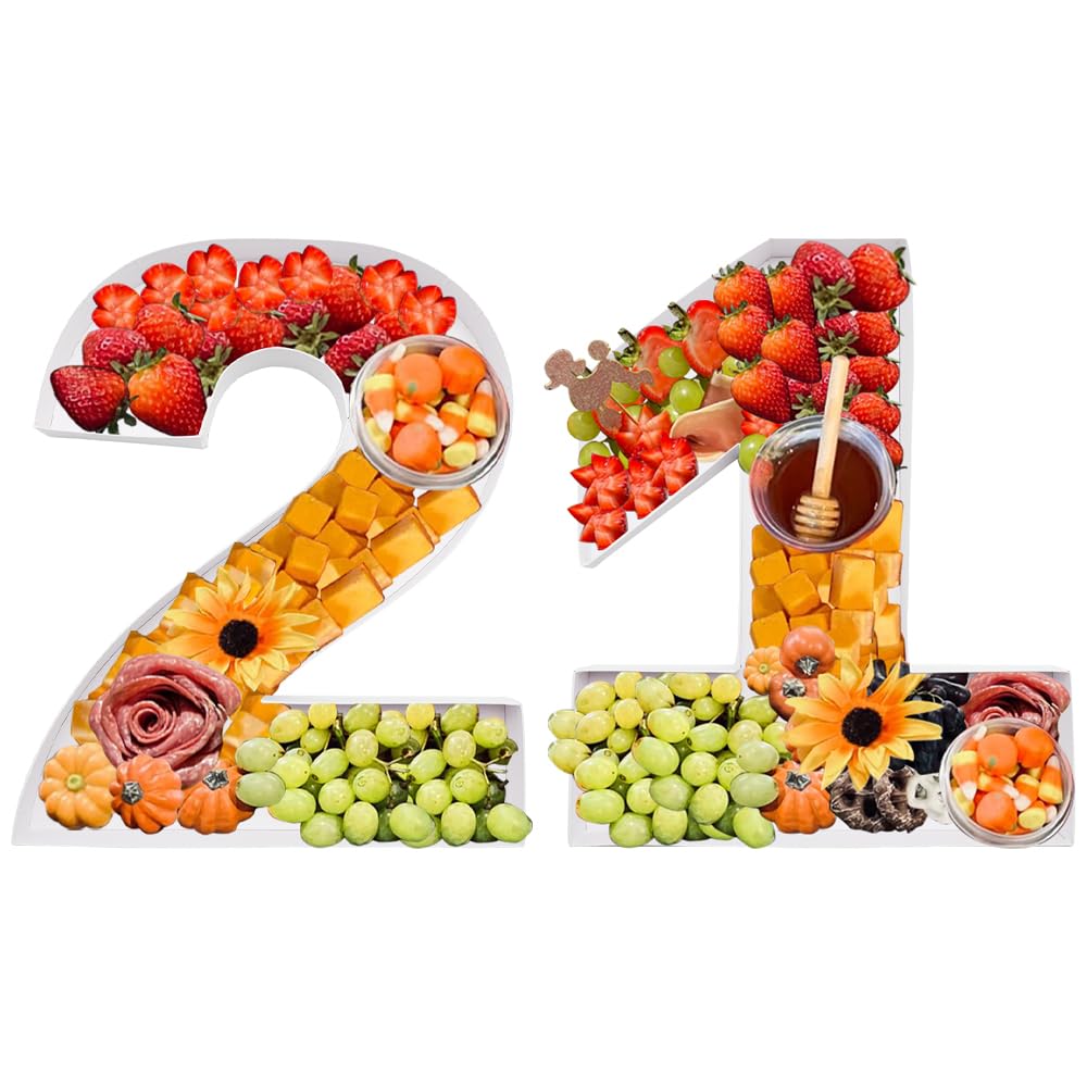 Photo 1 of 12" Fillable Cardboard Number Shaped Gift Grazing Charcuterie Board Paper Container (21)