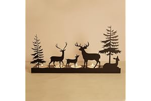 CENGNIAN Elegant Metal Iron Christmas Deer and Tree Candlestick, Deer Forest Creative Creative Candle Holder, Attractive Christmas Tabletop Decor with Illuminating Ambiance for Home Christmas Decoration (L)