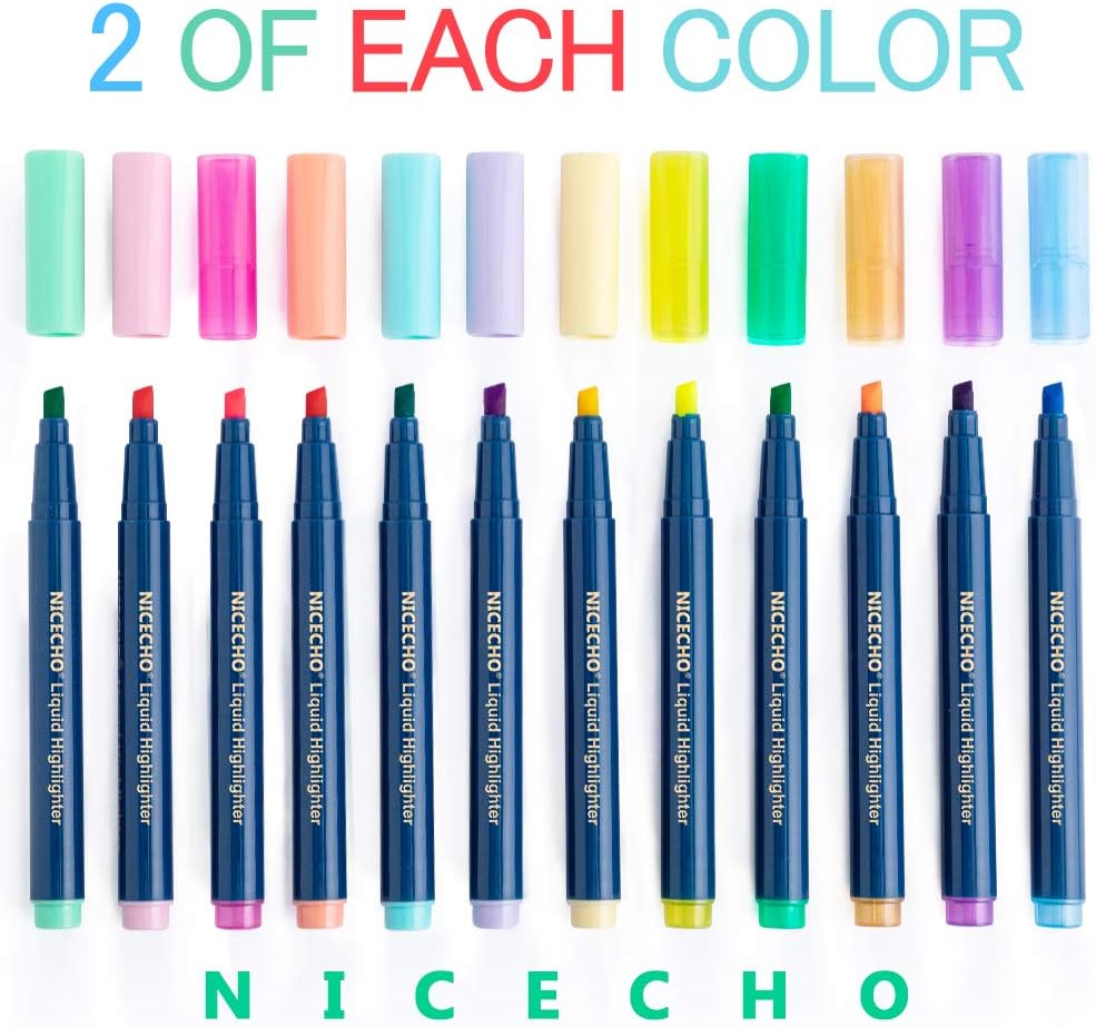 Highlighters, Pack of 24, Chisel Tip Highlighter Markers, Assorted Colors Bible Highlighter Pen for Home, School, Office (12 Pastel & 12 Fluorescent) : Office Products