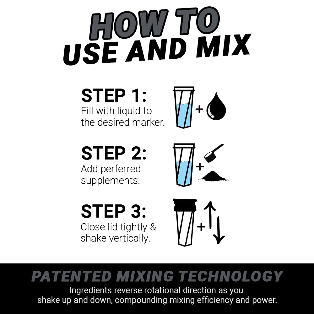HELIMIX 2.0 Vortex Blender Shaker Bottle 28oz - No Blending Ball | USA Made | No Blending Ball | Mixes Cocktails Smoothies | Portable Protein Shaker | Top Rack Safe