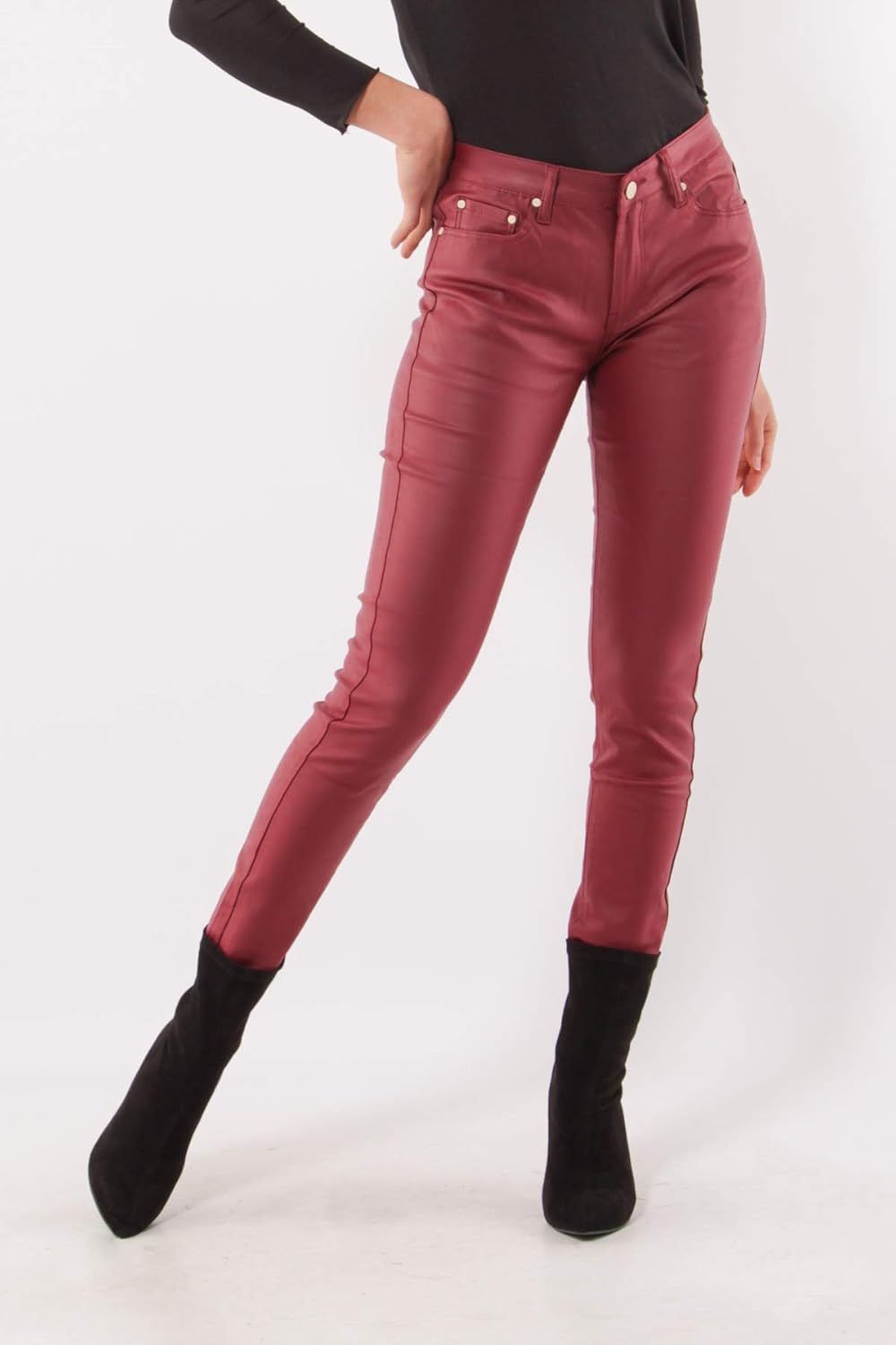 leather look stretch jeans