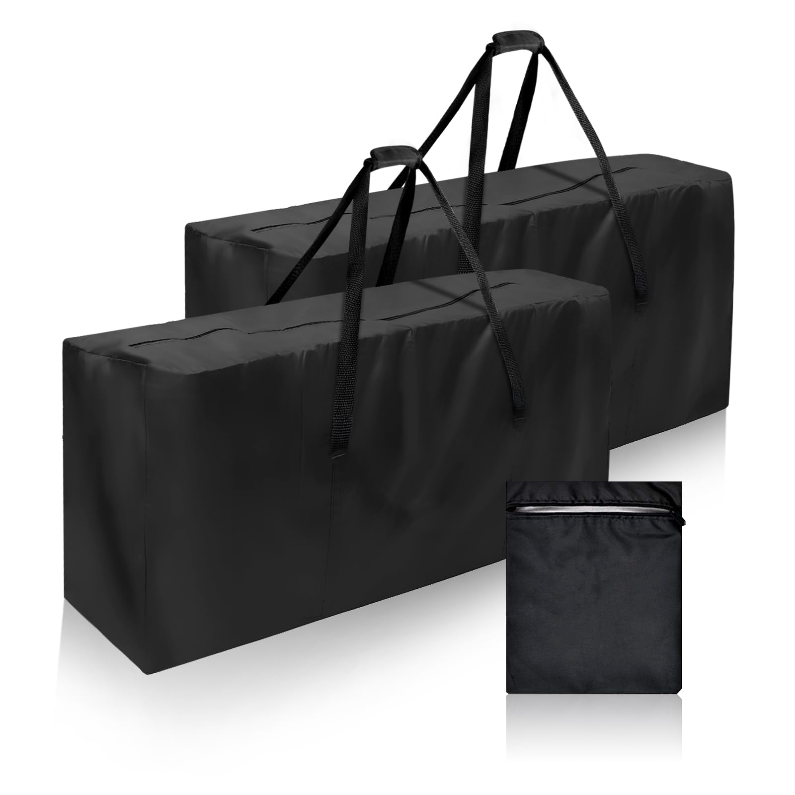 Garden Cushion Storage Bag, Large Waterproof Outdoor Cushion Storage Bag with Zipper for Patio Seat Furniture Organiser (2pcs, 130 x 32 x 55 cm)