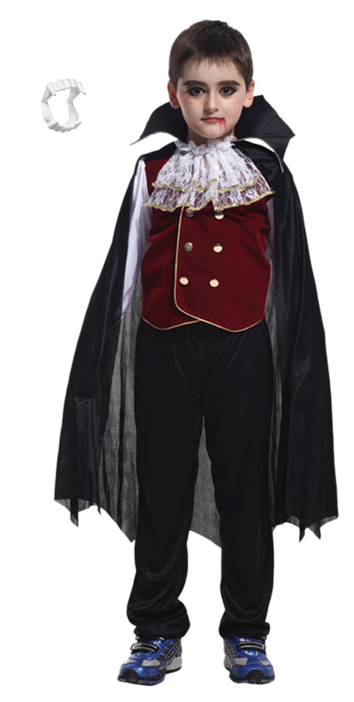 Licus Kids Vampire Halloween Costume Boys Girls Gothic Classic Cosplay Dress Up (Black, 4-6 Years)