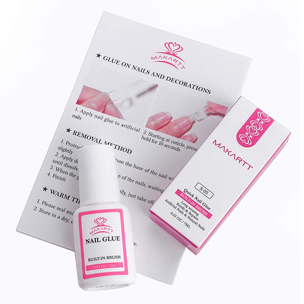 Makartt Nail Glue for Acrylic Nails, Brush on Nail Glue for Nail Repair, Professional Super False Nail Adhesive Glue for Broken Nails Long Lasting S-05: Industrial & Scientific