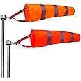 2Pcs Hanging Reflective Windsock Flags for Outside Rip Stop Airport Windsocks Measurement Sock Bag Orange Wind Socks Outdoor Heavy Duty 24in Wind Direction Indicators for Yard (Grey Stripe)