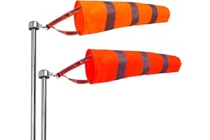 2Pcs Hanging Reflective Windsock Flags for Outside Rip Stop Airport Windsocks Measurement Sock Bag Orange Wind Socks Outdoor 