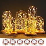 LED String Lights 6ft with 20 LEDs, OG-EVKIN 6 Packs Waterproof Copper Wire LED Strip Lights, Battery Powered by 2x CR2032(Included), For Christmas Festival Party Decorations(Warm White)