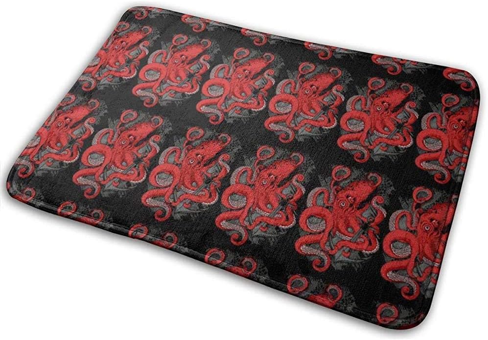 DaiMex Alfombra de baño Negra con diseño náutico de Pulpo Rojo Alfombra