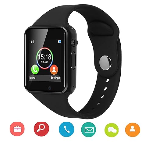 black bluetooth smart wrist watch