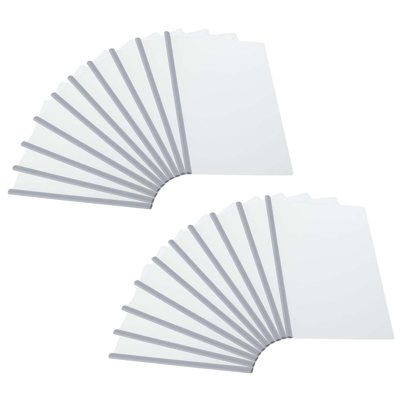 PATIKIL Clear Report Covers with Sliding Bars, 20 Pcs 8 mm Slide-Grip Resume Cover 50 Sheets Capacity, A4 Presentation Folders for File, Resume, White