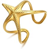 TONLUYAX Chunky Gold Sun Rings for Women Vintage Flower/Star Rings Stackable Adjustable Open Ring Jewelry