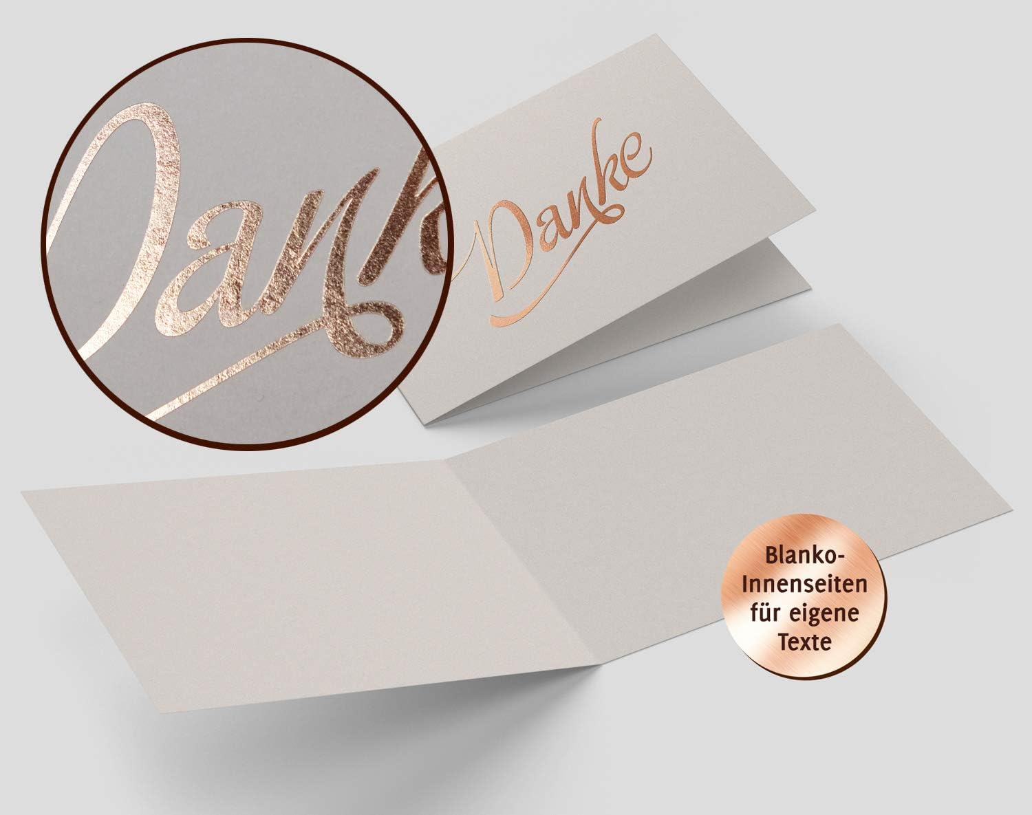 Folding Cards and envelopes: Thank You Cards with hot foil Rose Gold, Taupe, 165 x 115 mm, Stylish Thank You After Wedding - Image 4