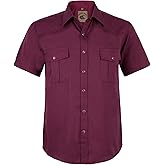Champ Horse Men's Western Cowboy Pearl Snap Shirts Button up Plaid Solid Short Sleeve Pocket Work Shirt