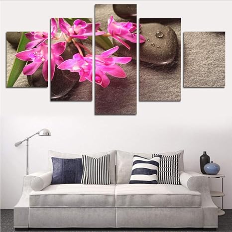 Carteles Arte de la pared Sala de estar Hd Impreso 5 paneles Sunset