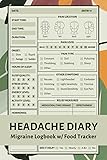 Headache Diary: Migraine Log Book with Food Tracker