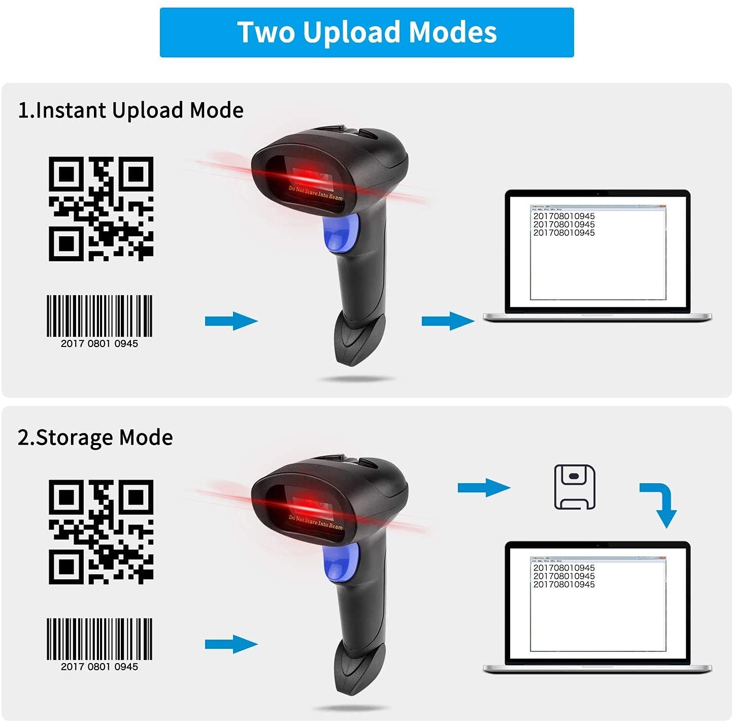 NetumScan Bluetooth QR Barcode Scanner with Stand, 3 in 1 Wireless 1D 2D Bar Code Scanner USB Image Bar Code Reader for Computer, Tablet, iPhone, iPad, Android