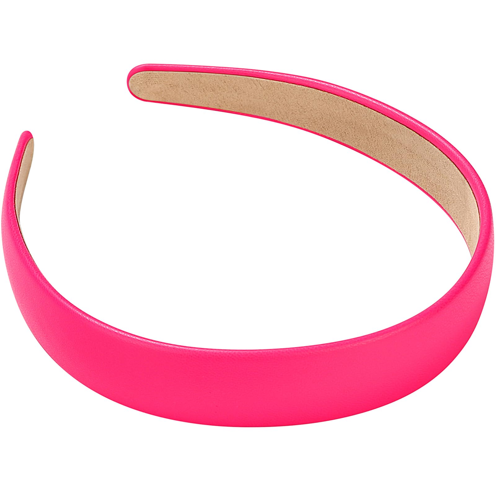 WantGor 1 Inch PU Leather Headband, Wide Padded Hairband Fashion Hair Bands Cute Womens Headbands Holiday DIY Hair Accessories (Rose Red) — image 1