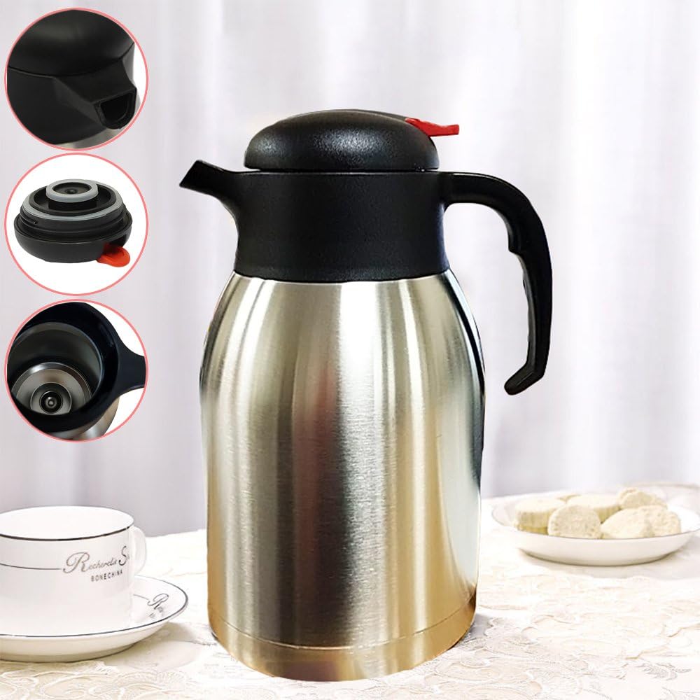 FB FunkyBuys Stainless Steel Pump Action Vacuum AirPot Flask Jug