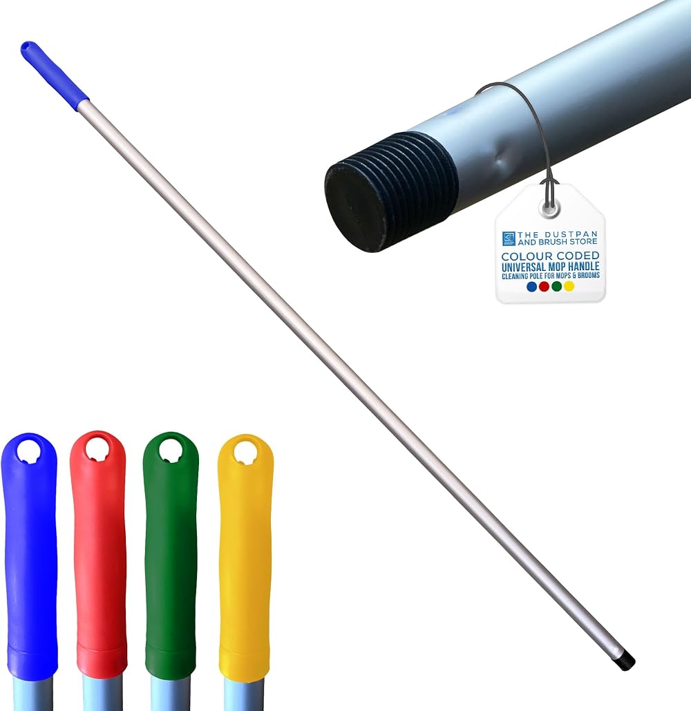 TDBS Blue Aluminium Mop Broom Handle Replacement 120cm Screw End Universal Fit