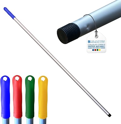 TDBS Blue Aluminium Mop Broom Handle Replacement 120cm Screw End Universal Fit