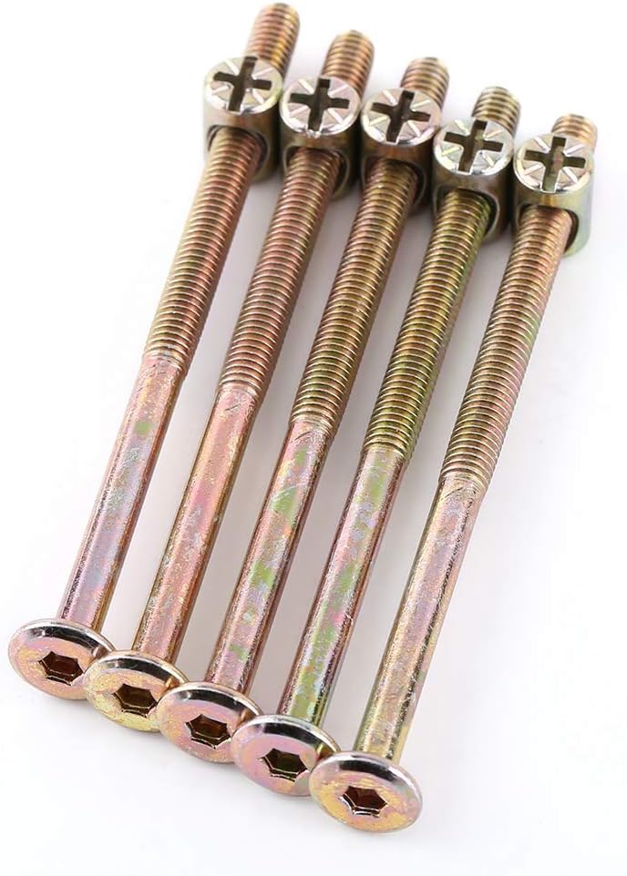 M6 Hex Head Socket Furniture Bolt Screws and Nuts, Metal Fasteners for Bunk Bed Chairs, Crib Assembly (100mm) - Image 4