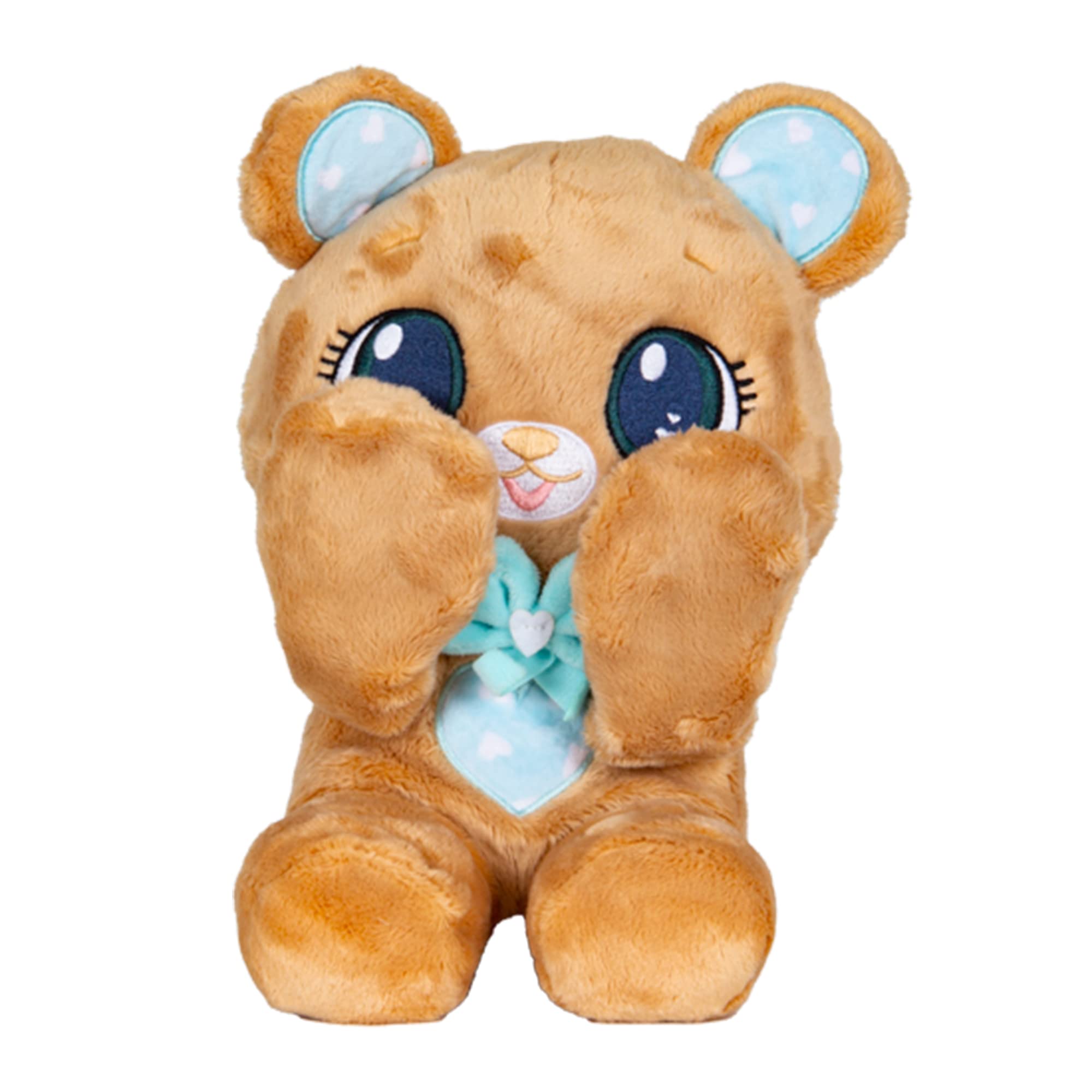 PEEKAPETS Brown teddy bear | Fun and Soft Plush that moves its Arms when you squeeze its Tummy - Toy gift for babies and children