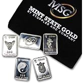 Five (5) One Gram .999 Pure Silver Bars with Random Designs | in a Jewelry Pouch by Mint State Gold