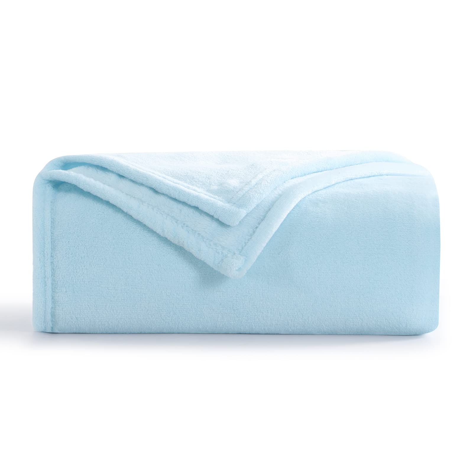Aisbo Fleece Blanket Light Blue Throw - Versatile Soft Warm Blanket Fluffy Throws for Bed Double Size, Cozy Solid Flannel Twin Blanket for Sofa Couch, 150x200cm โ image 1