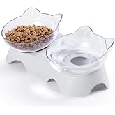 MILIFUN Cat Bowls, Cat Food Bowls Elevated Tilted, Anti Vomiting Kitty Bowl for Puppy and Bunny, Orthopedic for Indoor Cats.