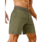 Comdecevis Men's 7 Inch Athletic Shorts Lightweight Quick Dry Running Shorts with Zipper Pockets