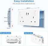 Ricokey Double Plug Socket with USB C 2 USB Ports 13A White 2 Gang view 7