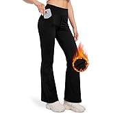 CL convallaria Flare Leggings Women's Fleece Lined Pants Thermal Warm Yoga Pants with Pockets