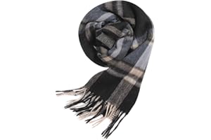 WAMSOFT Wool Winter scarf Plaid scarf Soft Warm Tartan checkered Striped Fashion Scarf Classic for Women Men Scarves