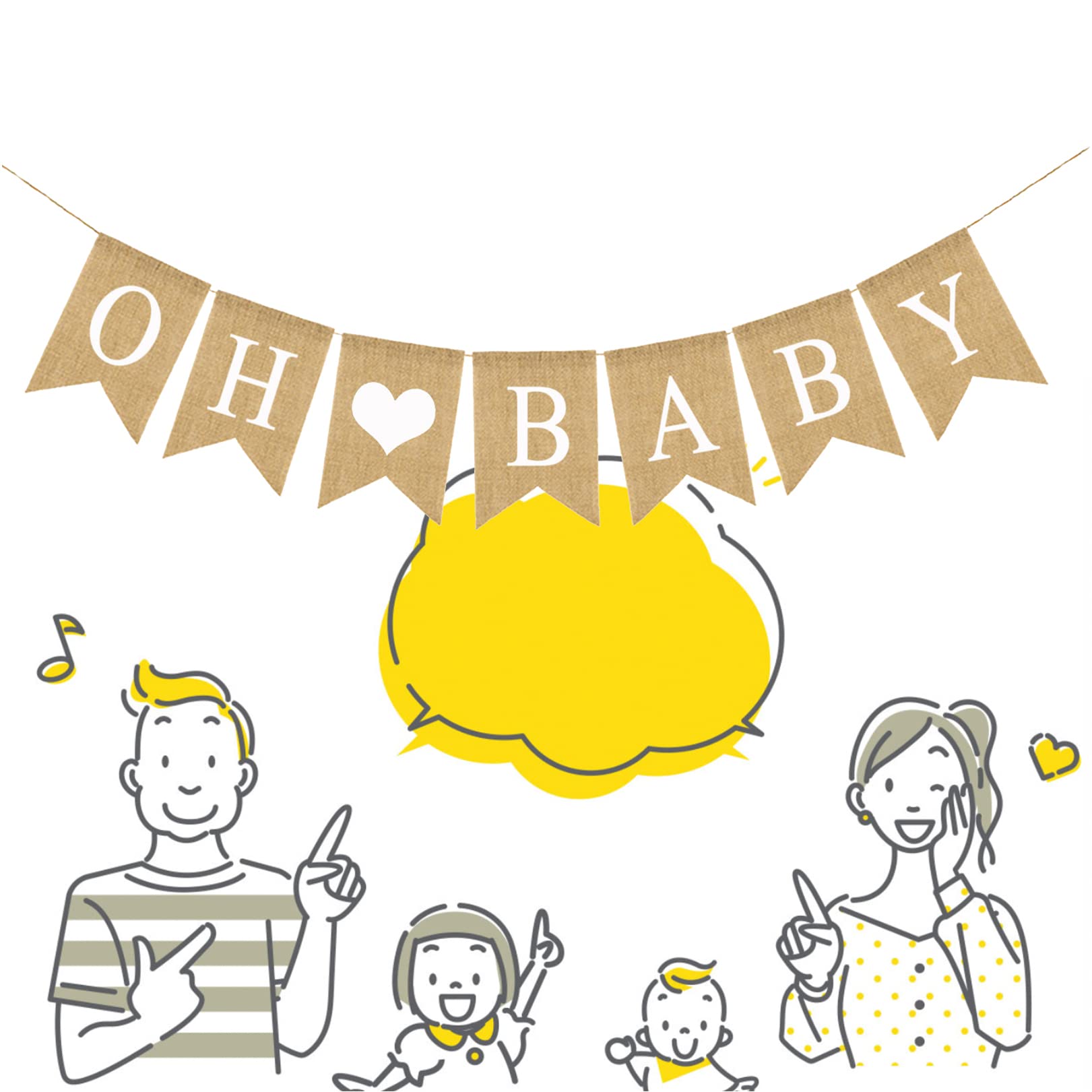 Rustic Burlap Bunting - Baby Shower Welcome Banner, Vintage Decoration, Gender Neutral, Birthday Party Supplies