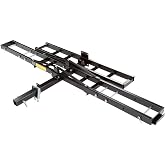 Black Widow Motorcycle Carrier, Ramp, 500 lb Cap, | Ramp stores on rack, anti-wobble device, Class III/IV 2" hitch receiver, hitch pin included, for dirt bikes