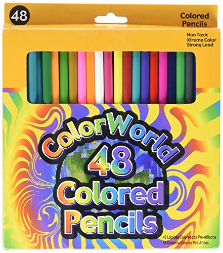 Color World 48 Colored Pencils Xtreme Colors Non-Toxic Strong Lead