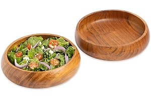 LAVAUX DESIGNS Wooden Bowls for Food | Set of 2 Individual Acacia Wood Bowls 8 x 2 inches (25 oz) | Enjoy Your Salad, Pasta, 