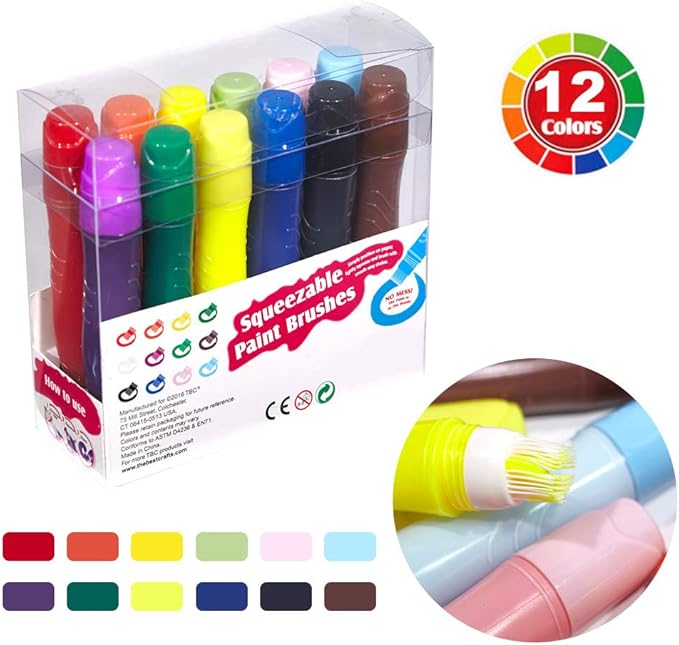 imoli Washable Tempera Paint Brushes, Squeezable Paints