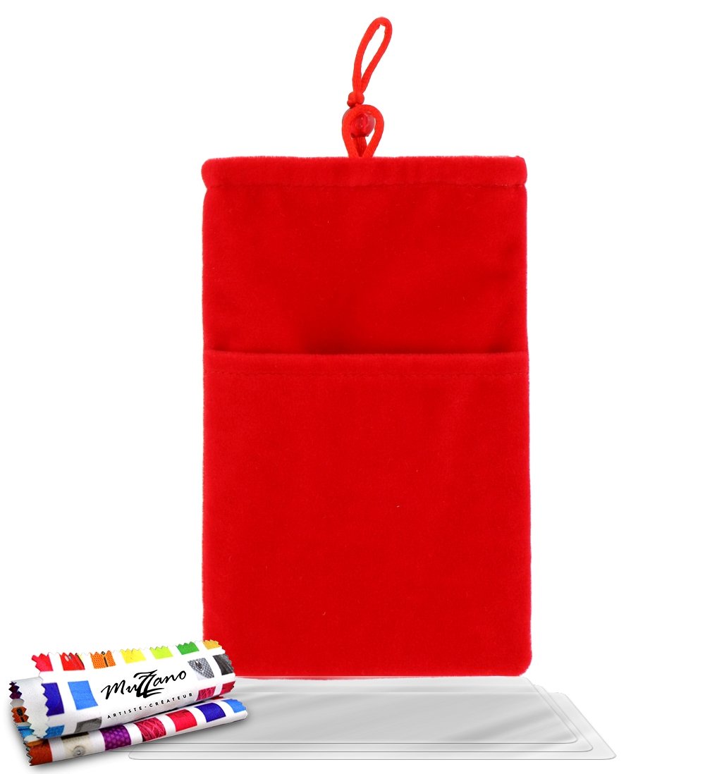 MUZZANO Original Cocoon Pouch with 3 Ultraclear Screen Protector for Samsung Galaxy Trend - Red